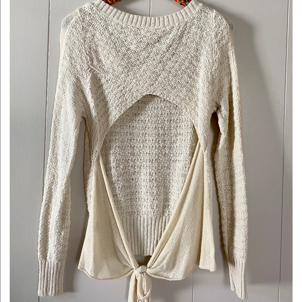 Free People Knit Sweater with Open Back and Tie - Picture 3 of 7